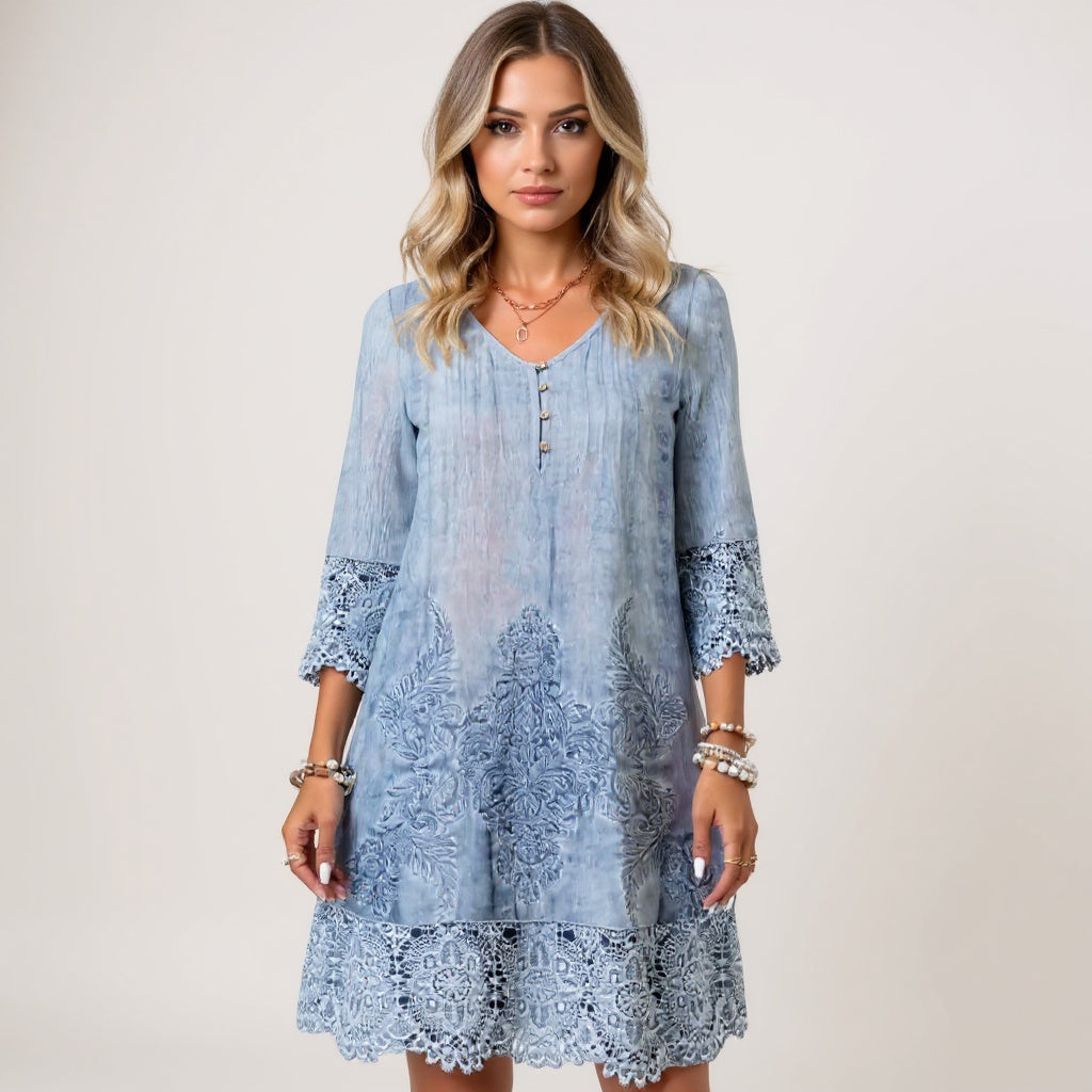 Alvinea™ | Lace-Trim A-Line Dress