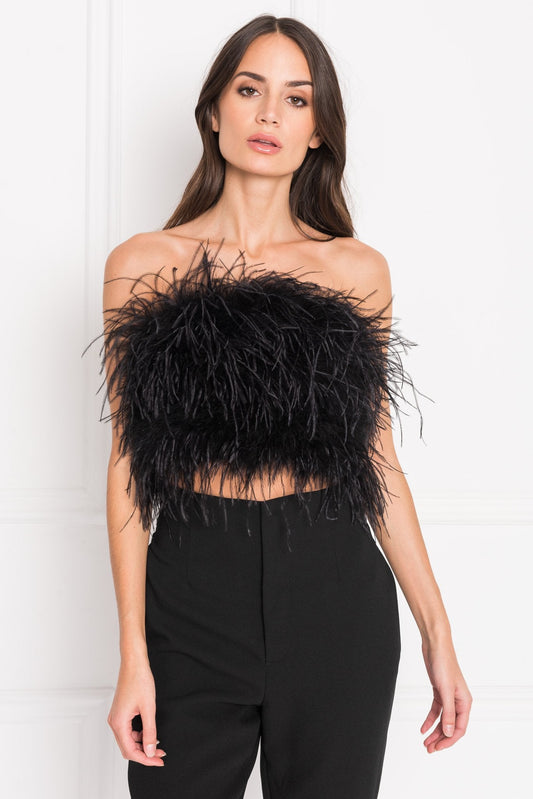 ELOWEN FEATHER TOP Black