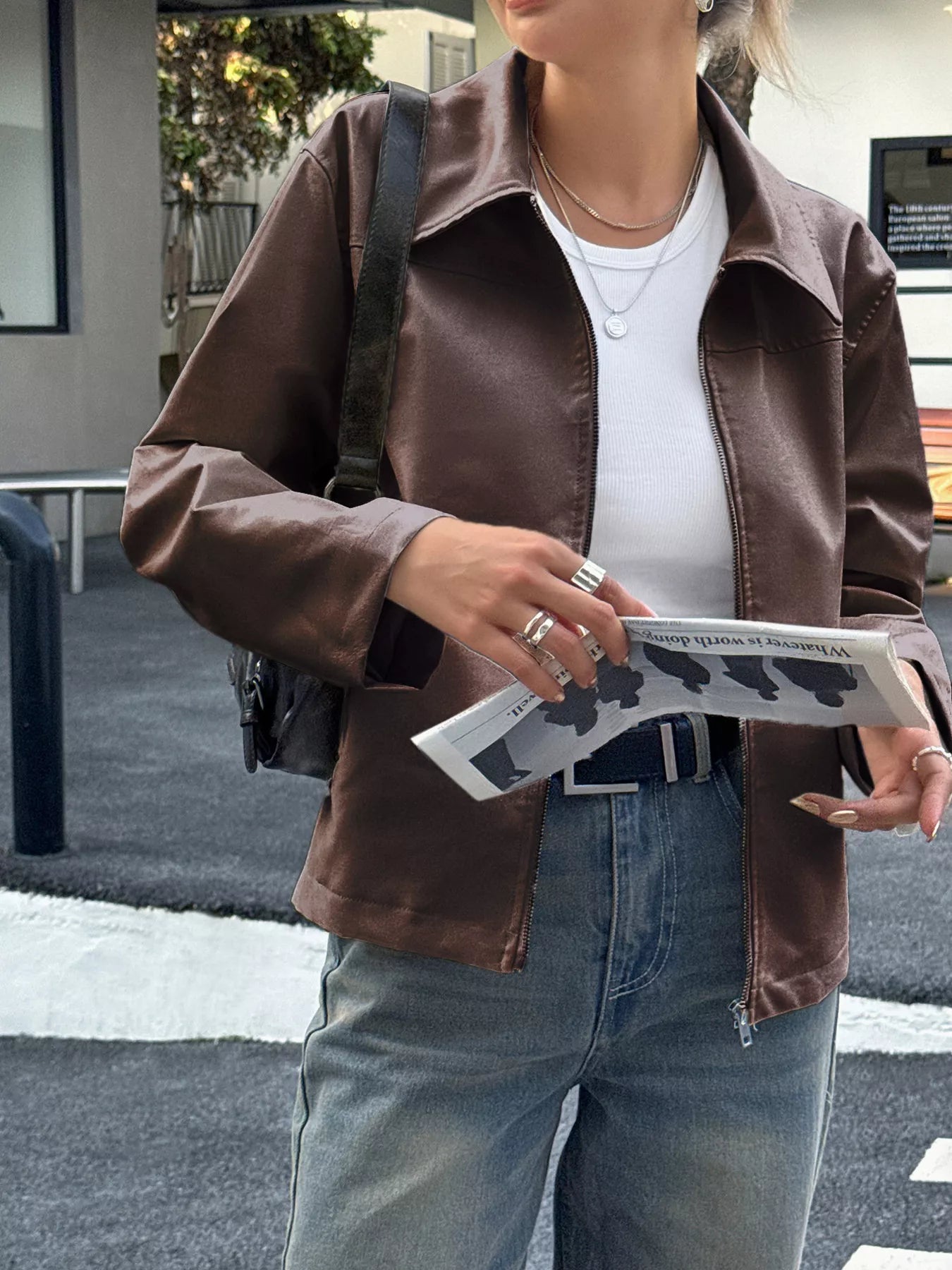 Zip Up Leather Jacket