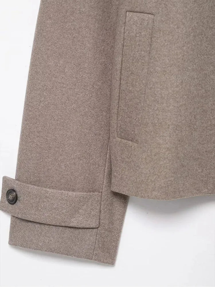 Women's High Neck Cropped Button Jacket ANGELA