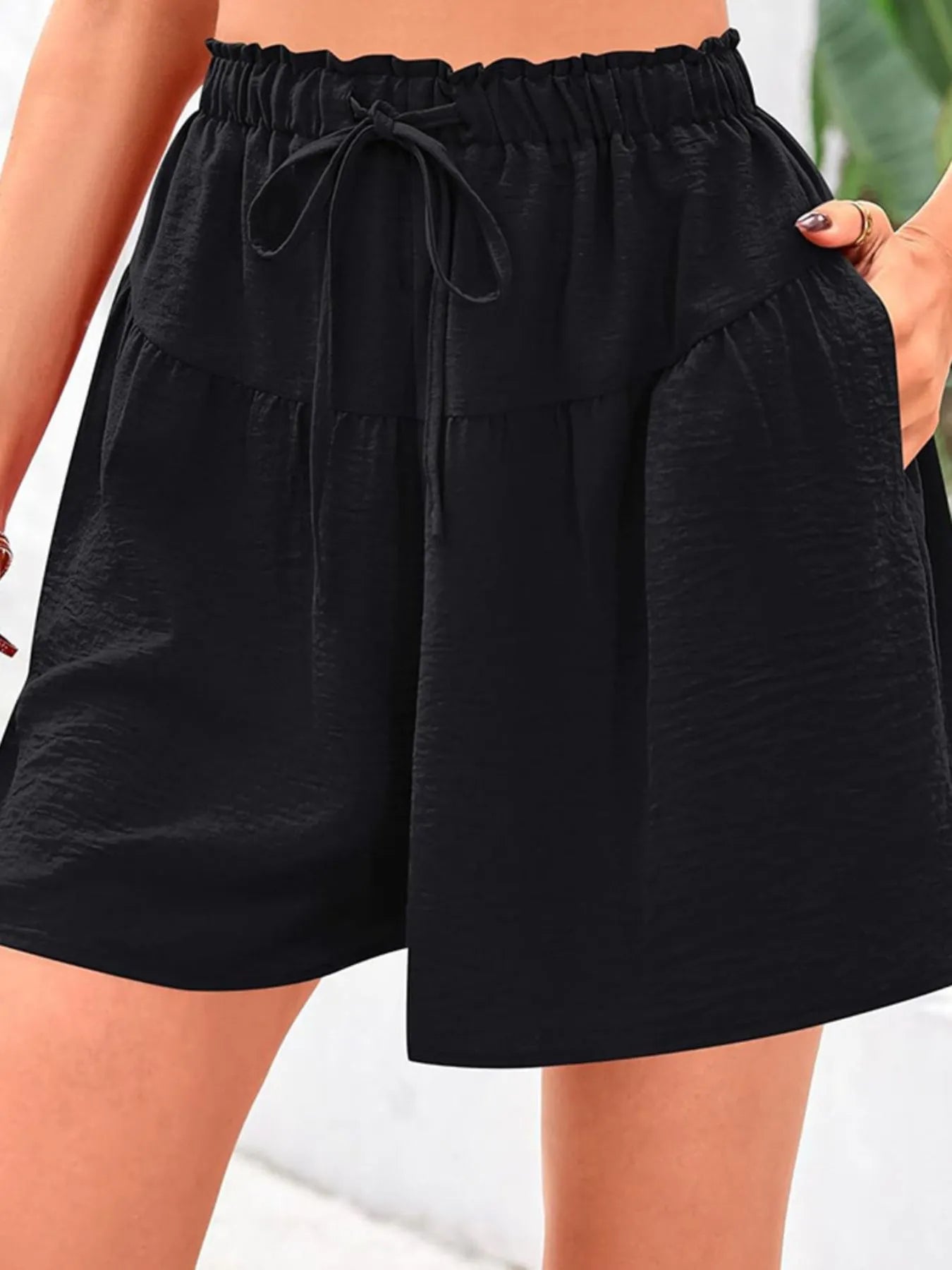 Full Size Casual Drawstring High Waist Relaxed Shorts Plus Size