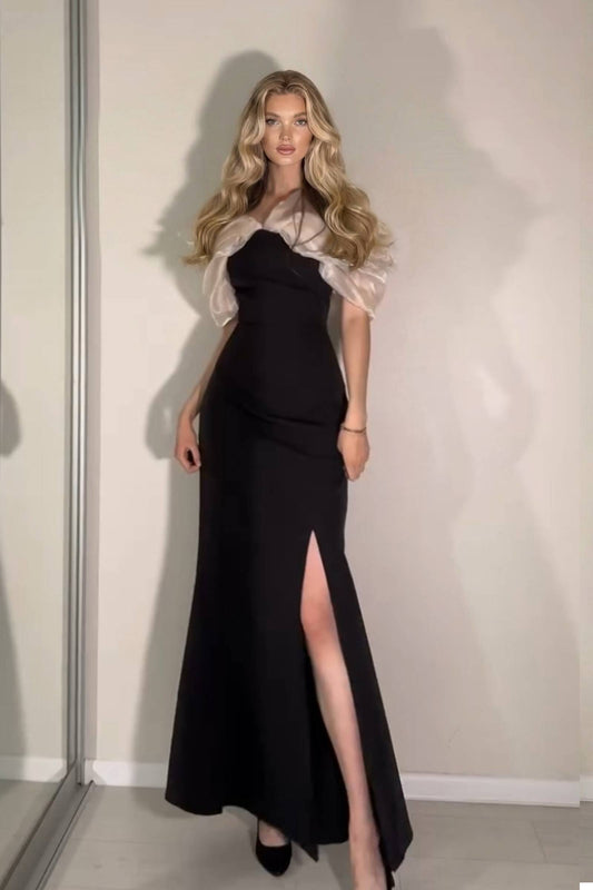 Off-shoulder Slit Maxi Dress