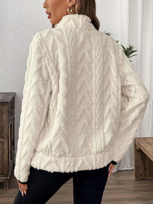 Full Size Fleece Half Zip Sweatshirt Plus Size
