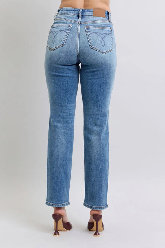 Vintage Blue Washed Straight Jeans