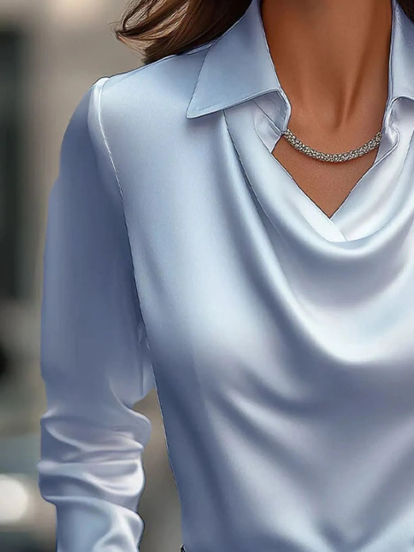 Full Size Collared Neck Long Sleeve Blouse Plus Size