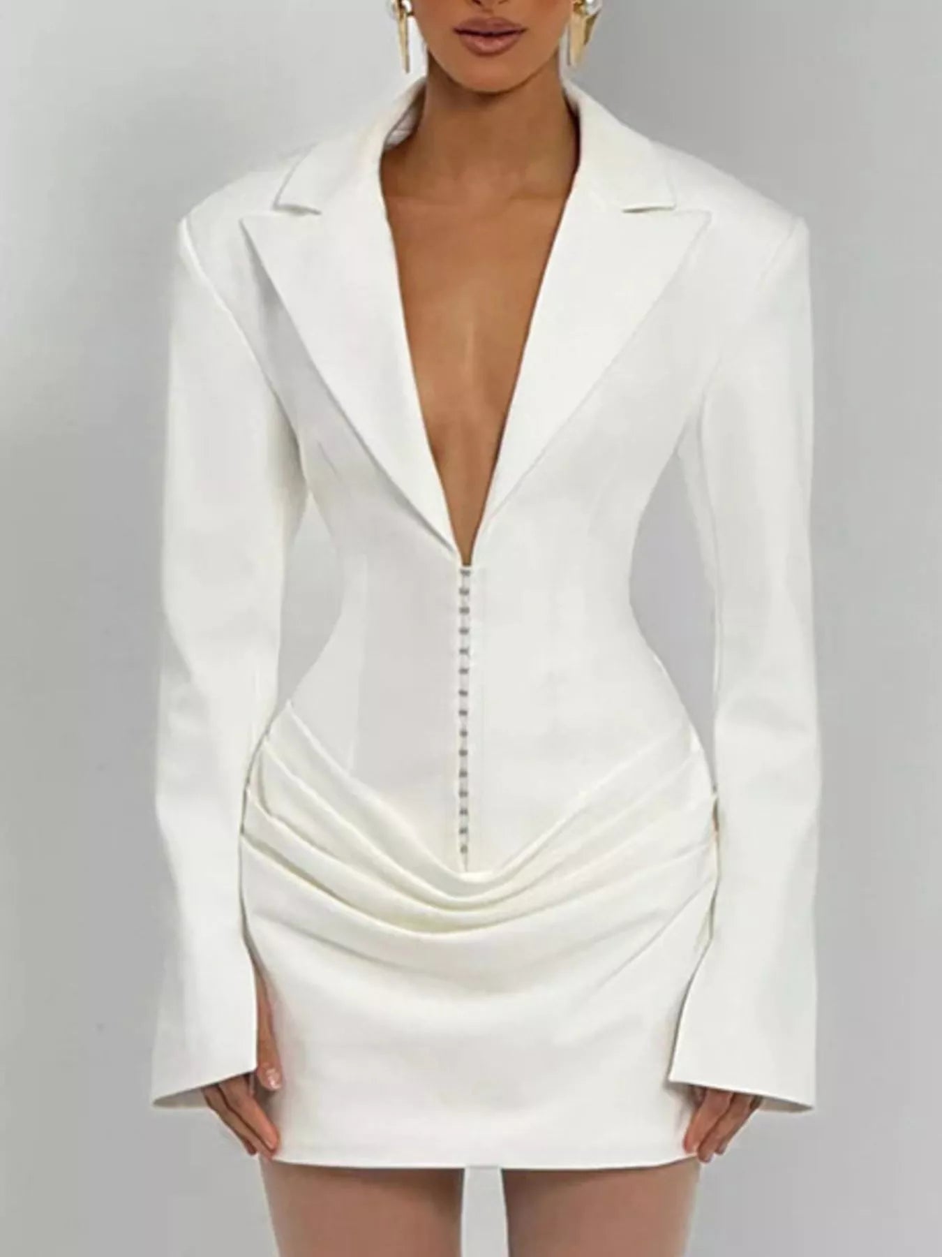 Full Size Blazer-Style Long Sleeve Mini Dress Plus Size