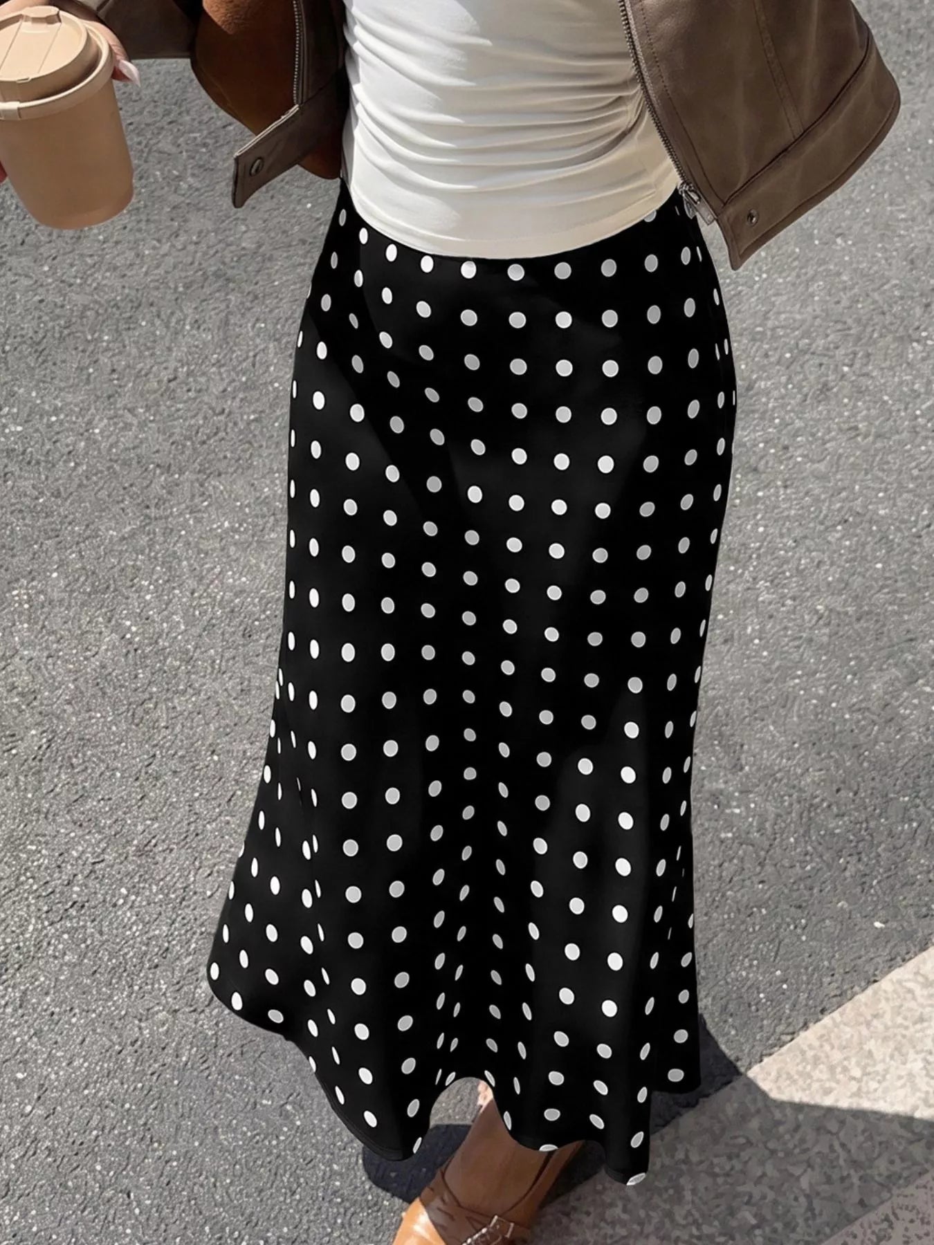 Polka Dot Midi Skirt