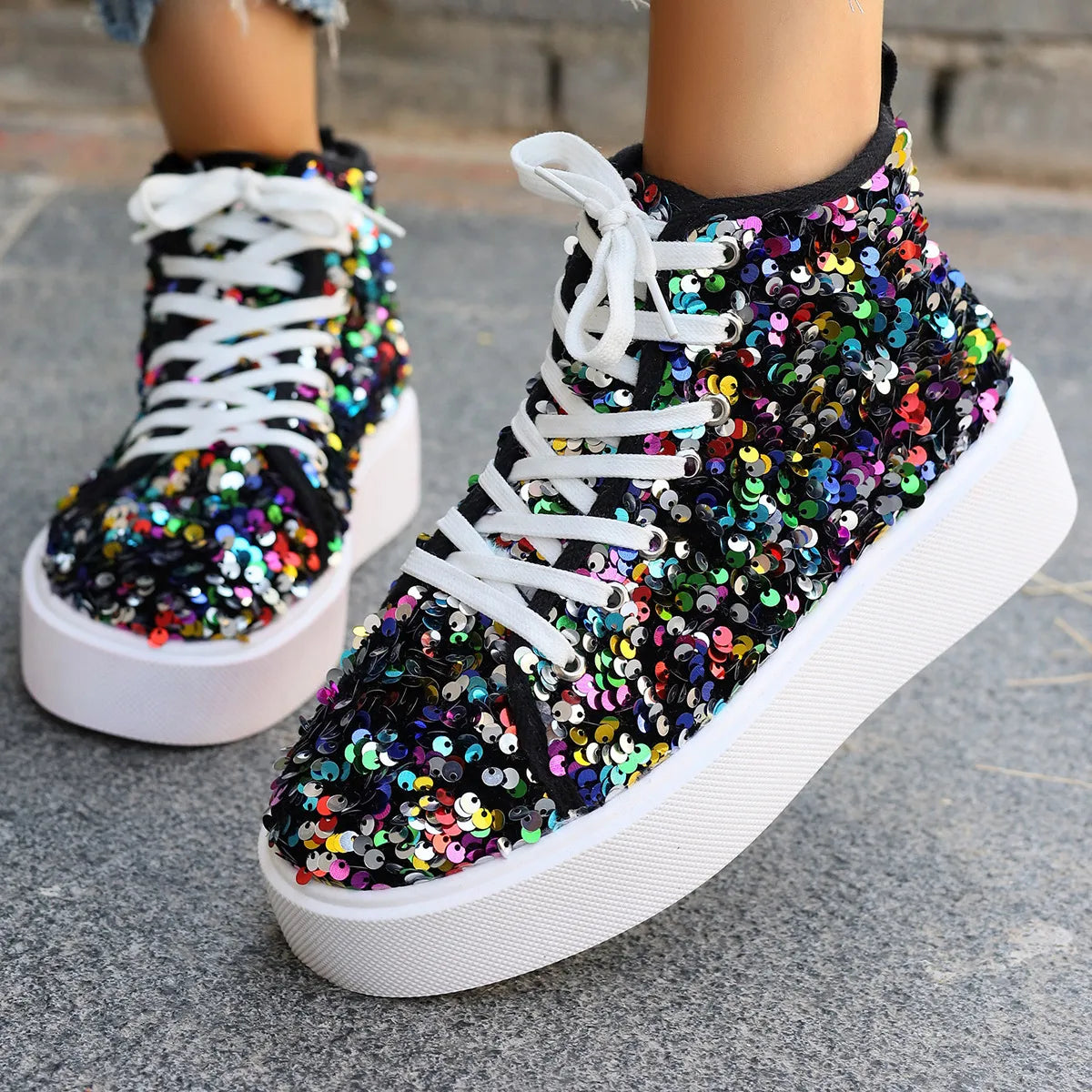 BlingStep Round Toe Sneakers