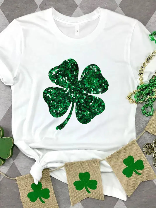 Lucky Clover Round Neck T-Shirt