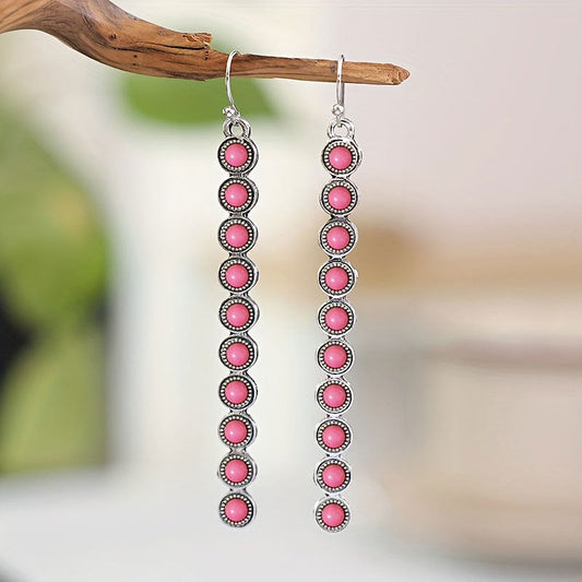 Turquoise Bar Drop Earrings – Alloy