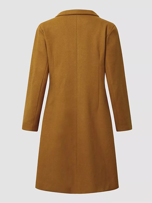 Full Size Single-Breasted Long Sleeve Overcoat Plus Size