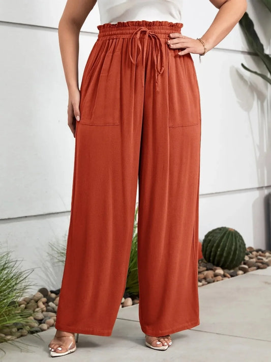 Full Figure Flare Drawstring Pants