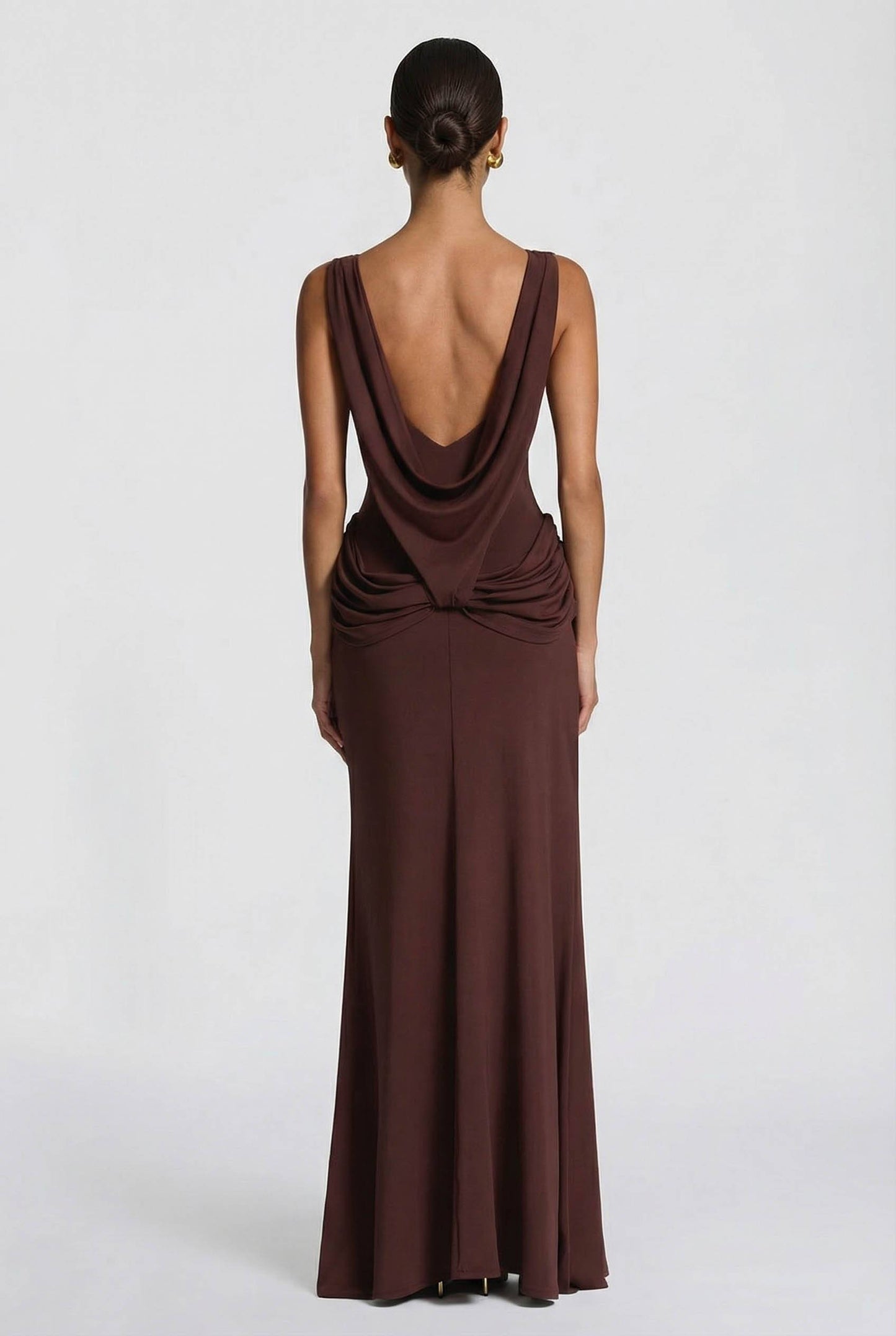 Pleated Design Slit Maxi Dress