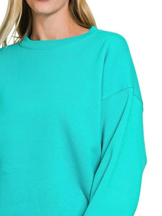 Aqua Crewneck Fleece Long Sleeve Sweatshirt