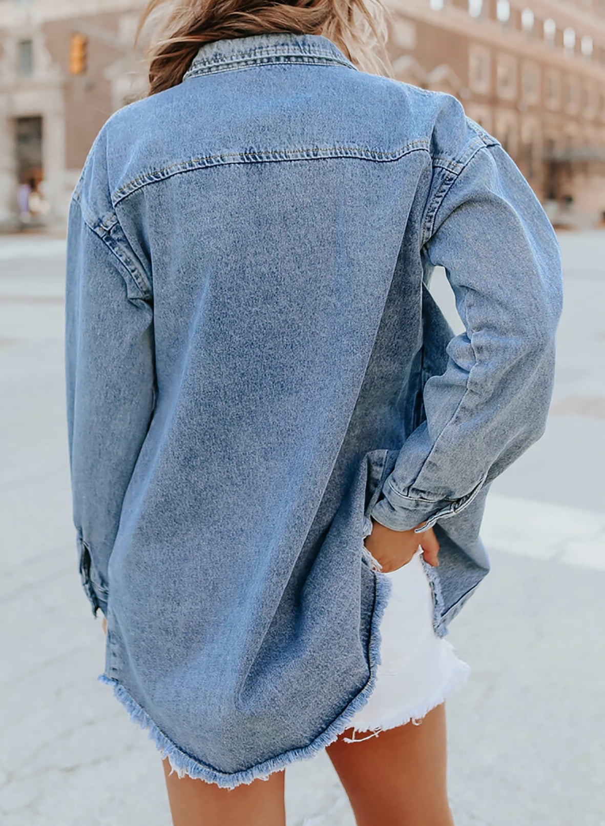 Women's Casual Denim Button Down Distressed Jacket(BUY 2 10% OFF)