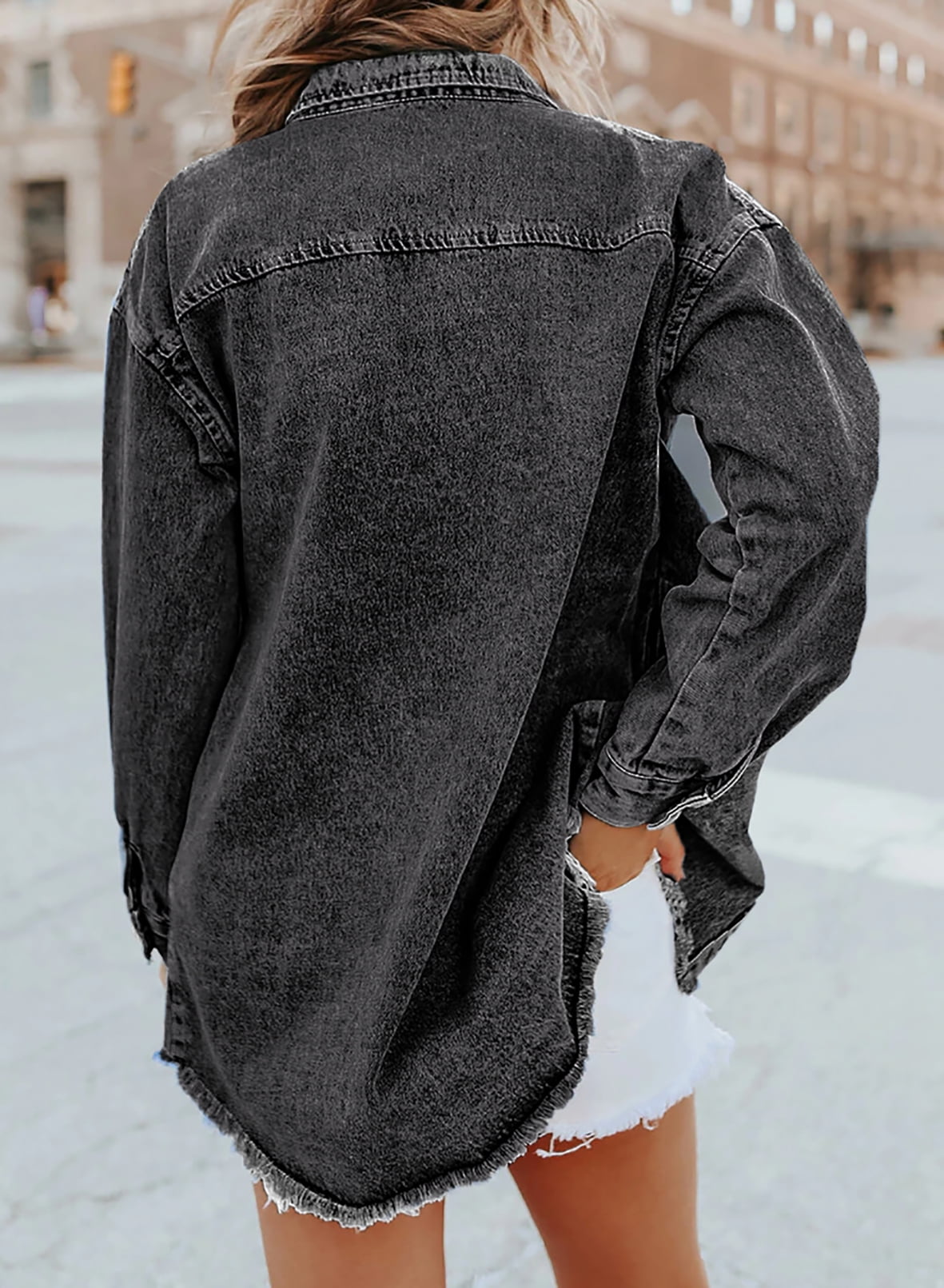 Women's Casual Denim Button Down Distressed Jacket(BUY 2 10% OFF)