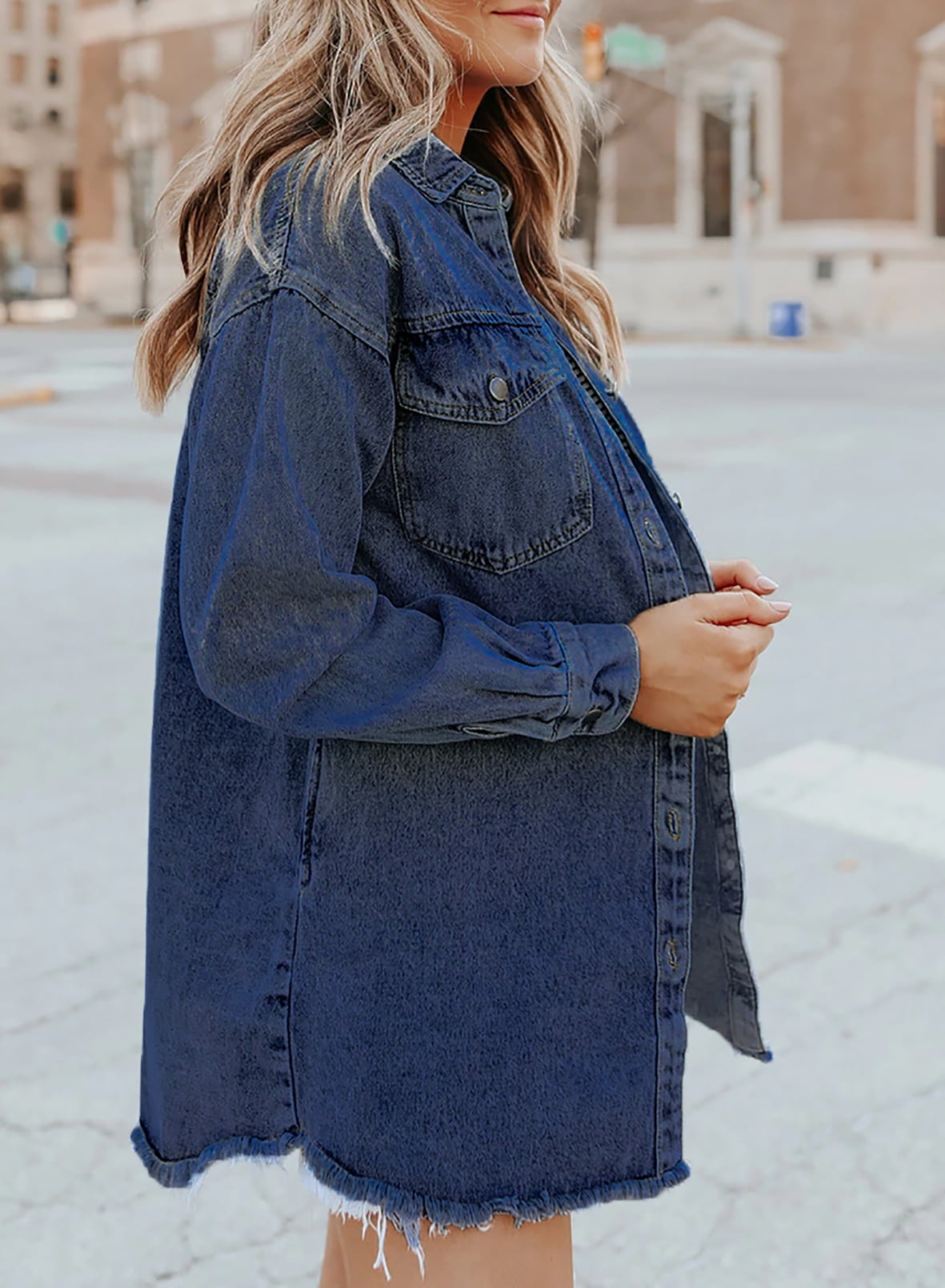 Women's Casual Denim Button Down Distressed Jacket(BUY 2 10% OFF)