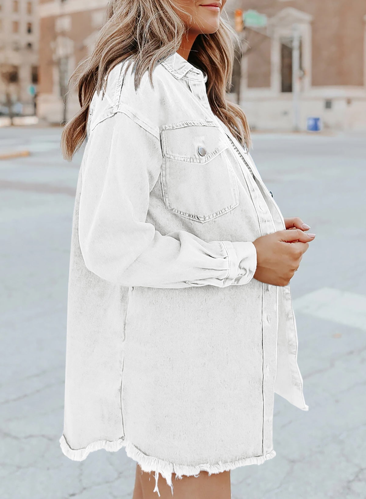 Women's Casual Denim Button Down Distressed Jacket(BUY 2 10% OFF)