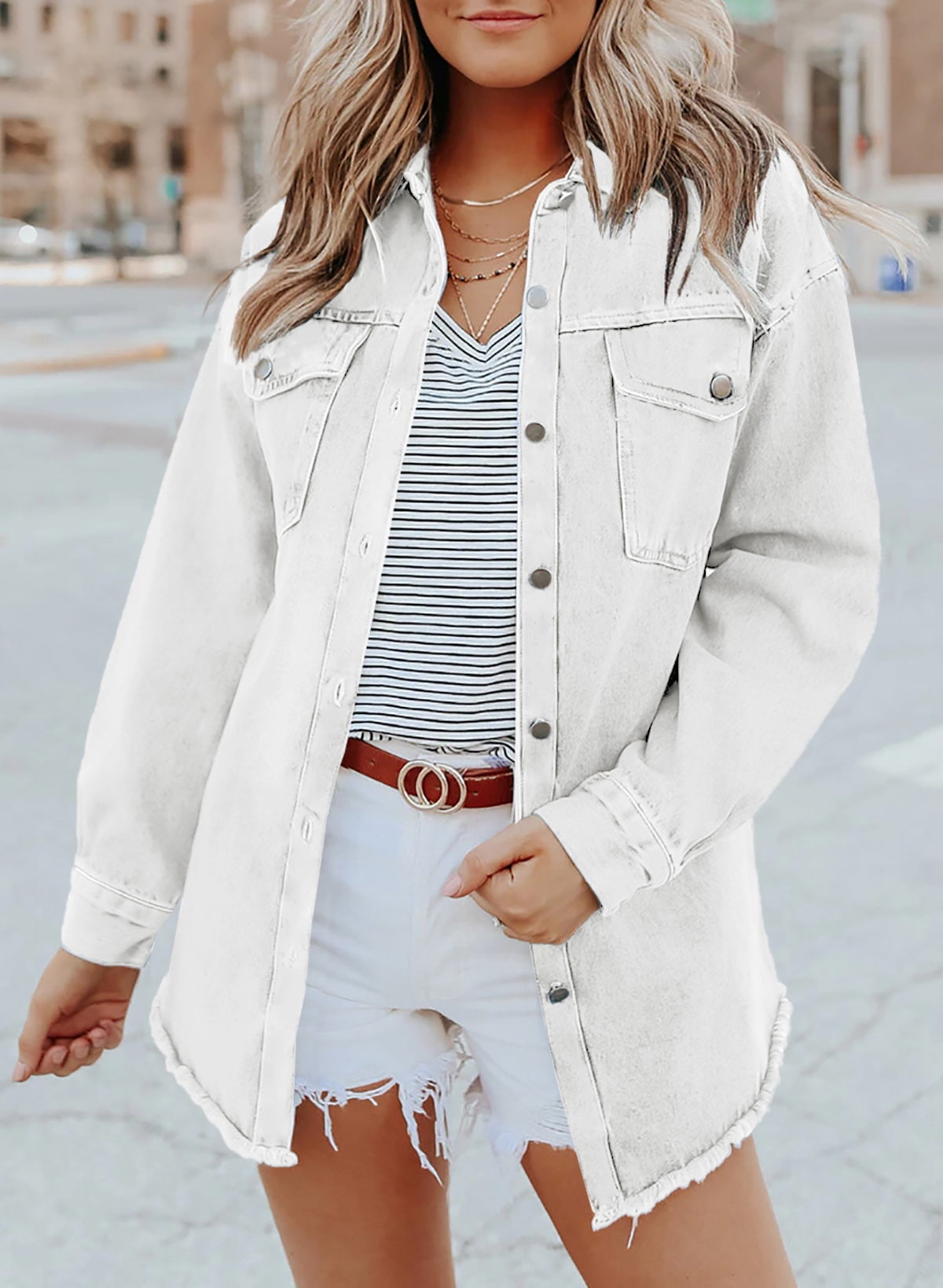 Women's Casual Denim Button Down Distressed Jacket(BUY 2 10% OFF)