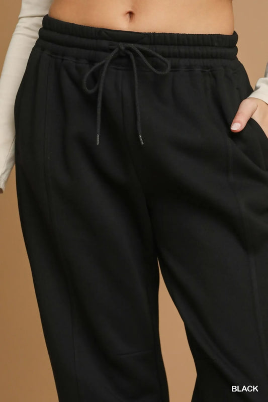 Black Fleece Jogger Pants – Drawstring Comfort