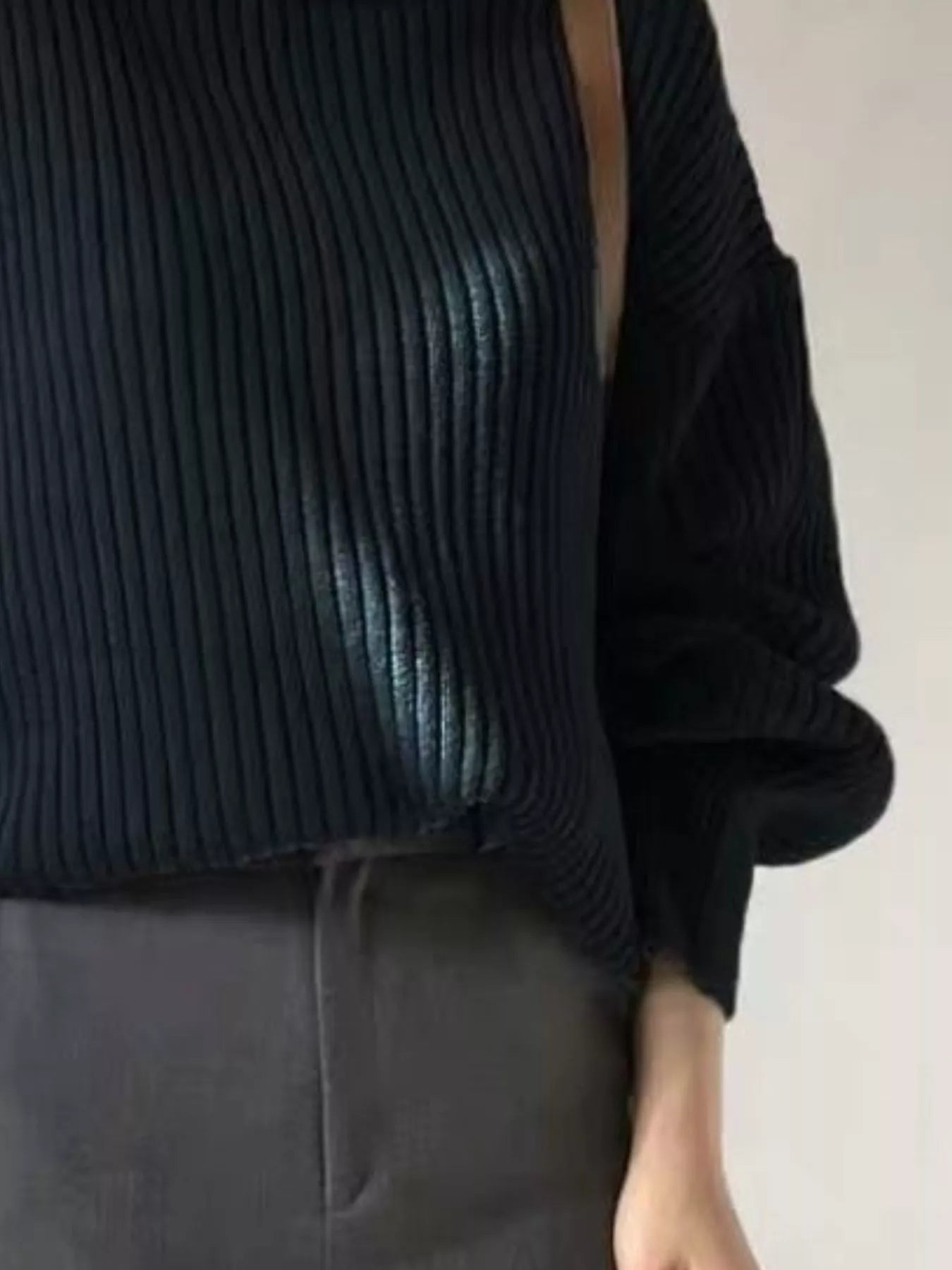 Full Size Oversized Turtleneck Ribbed Knit Sweater Plus Size