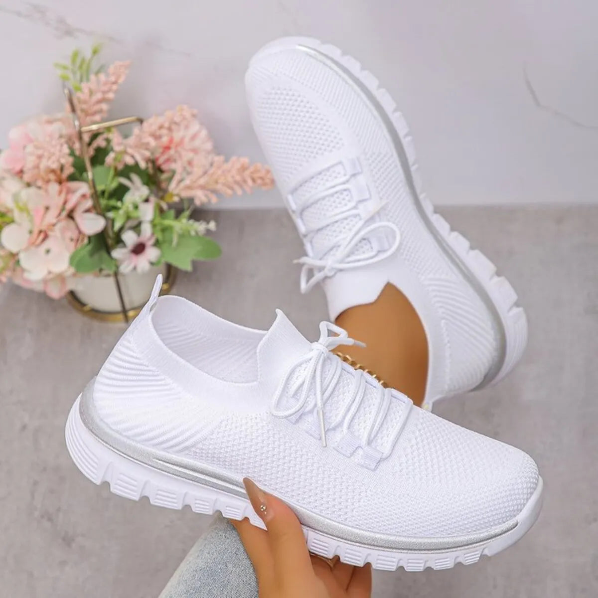 Women’s Breathable Mesh Lace Up Athletic Sneakers – Lightweight Running & Training Shoes