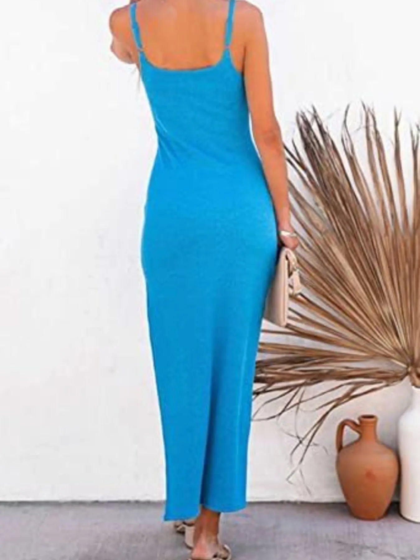 Ribbed Tank Midi Dress with Side Slit