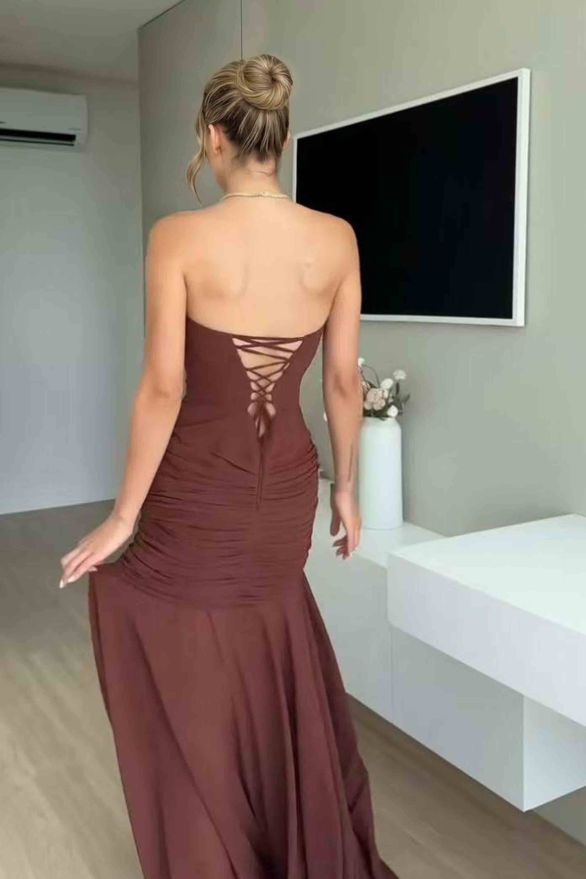 Shiny Slit Design Maxi Dress