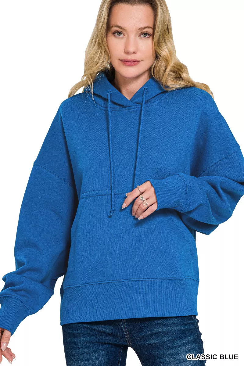 Classic Blue Fleece Kangaroo Pocket Hoodie