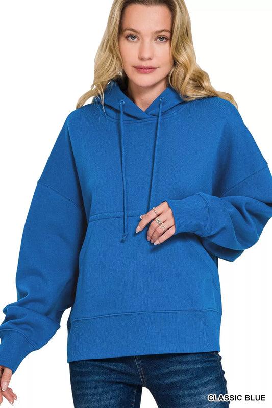 Classic Blue Fleece Kangaroo Pocket Hoodie