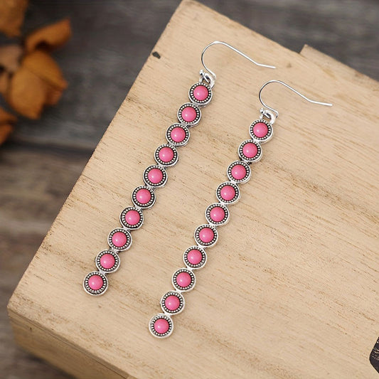 Turquoise Bar Drop Earrings – Alloy