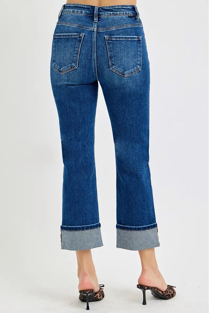 Curvy Fit High Rise Ankle Cuffed Jeans – Full Size
