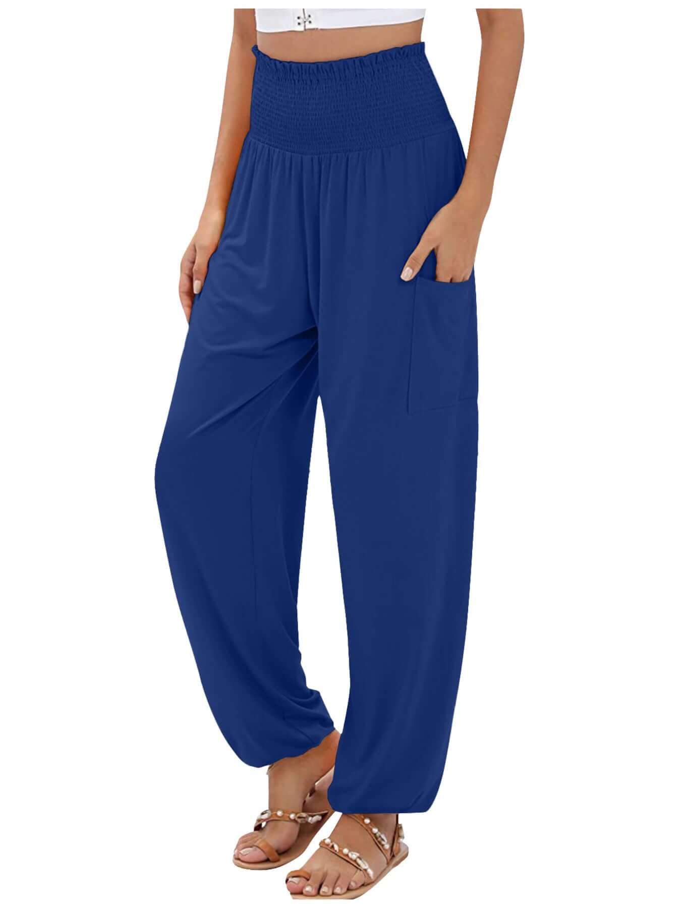 Smocked Waist Harem Pants with Pockets Size Inclusive (S to 5XL)