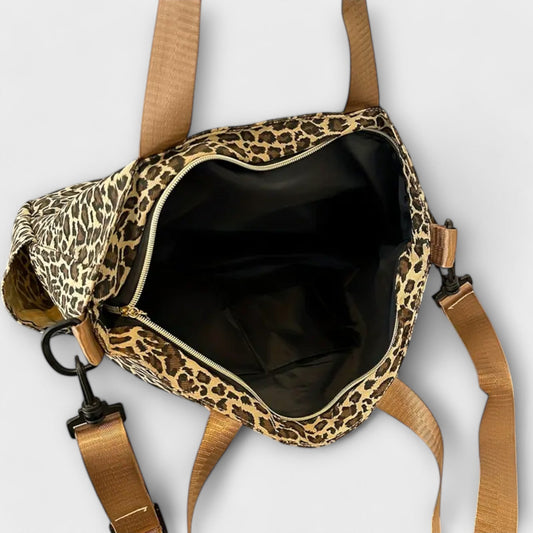 Idris - Leopard Print Canvas Crossbody Bag