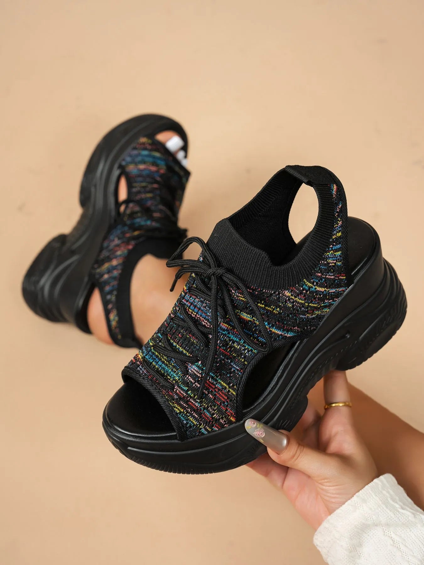 Lace-Up Platform Wedge Sandals – Fashion-Forward Lift
