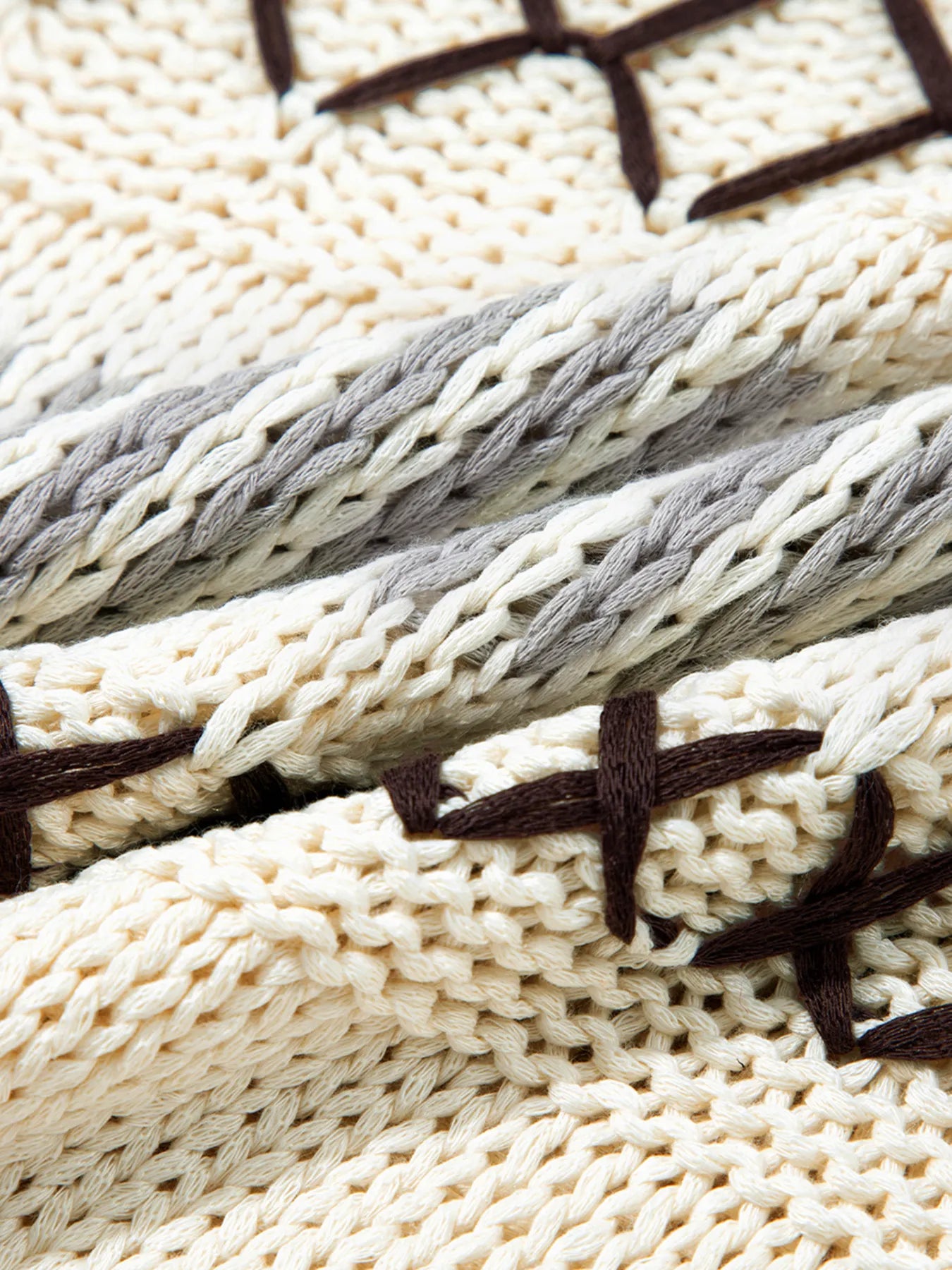 Contrast Stitch Detail V Neck Drop Shoulder Sweater