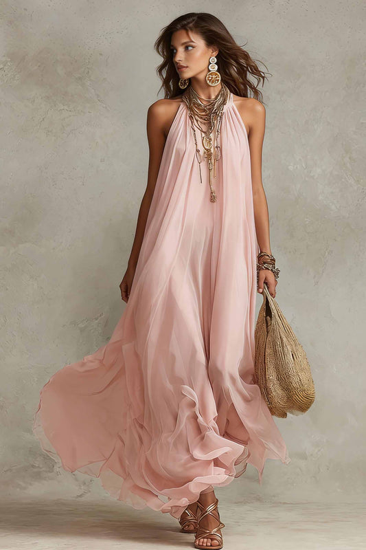 Off-Shoulder Chiffon Maxi Dress