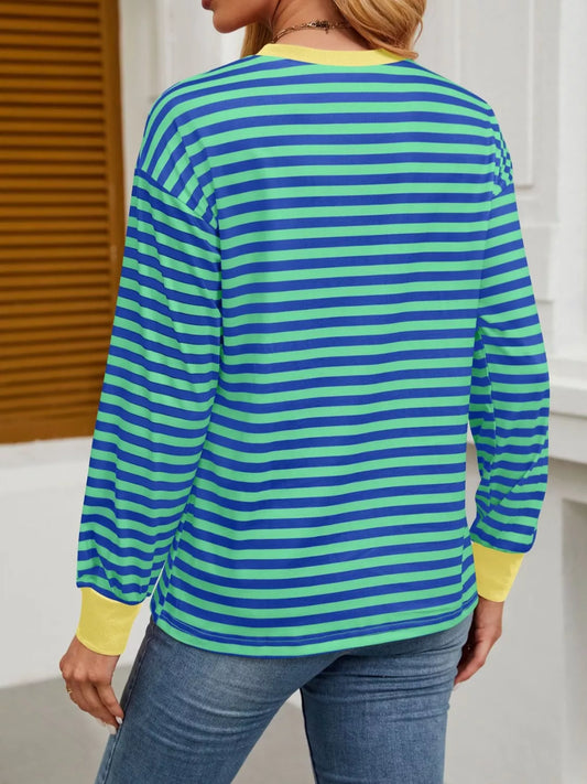 Striped Long Sleeve Casual T-Shirt