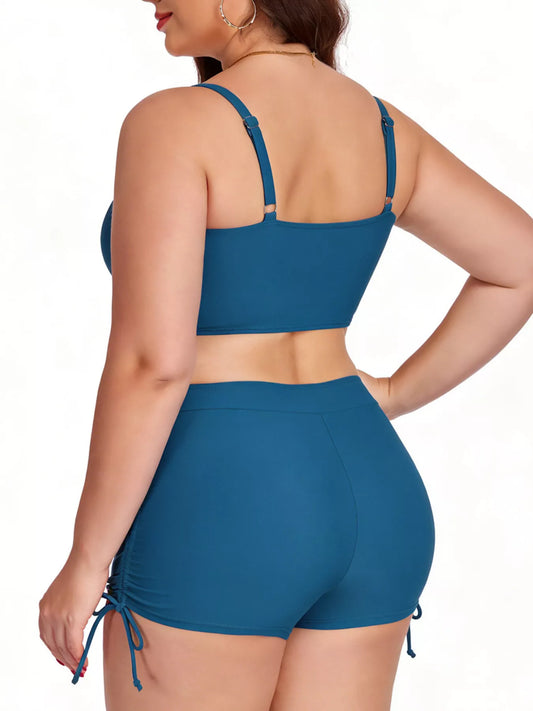 Plus Size Bathing Suit Ruched Drawstring