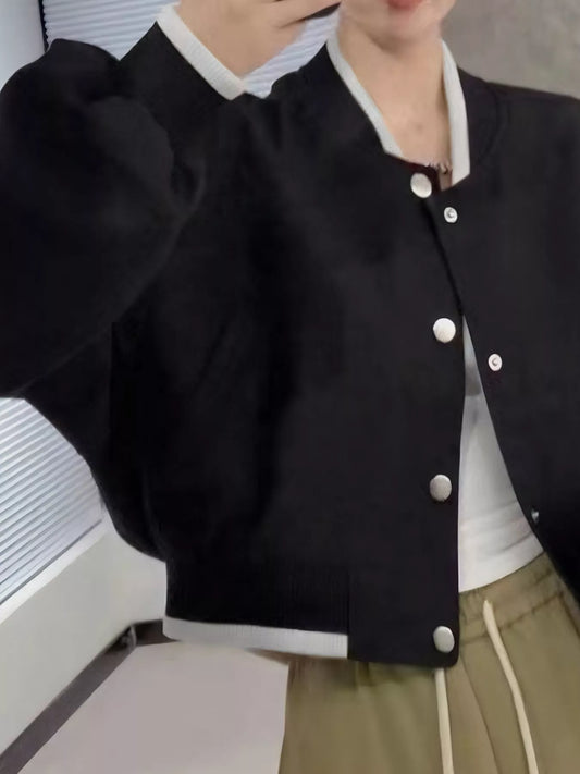 Casual Snap Down Cropped Jacket