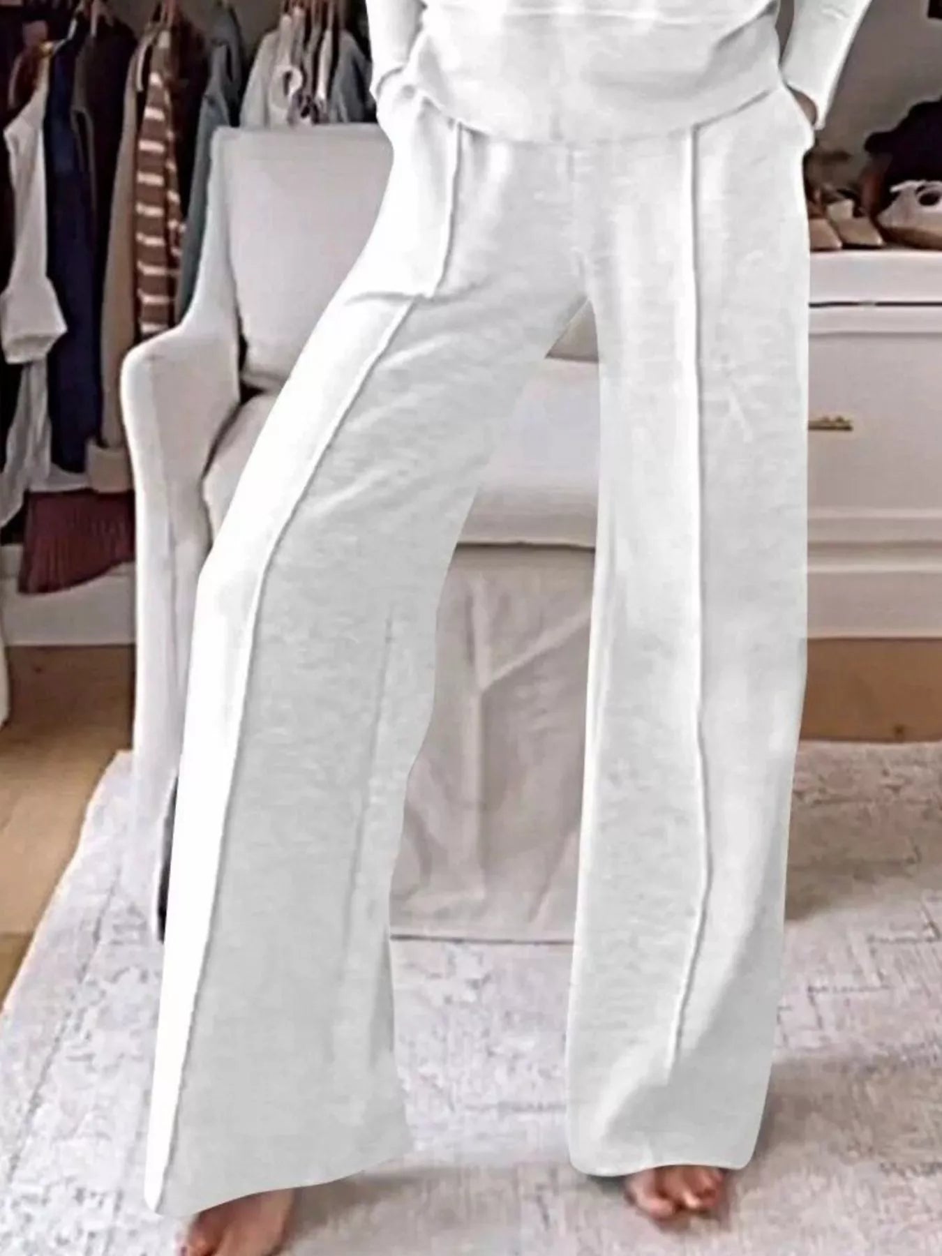 Full Size Cozy V-Neck Top and Pants Set Plus Size