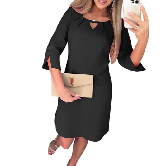 Kamelia - Keyhole Slit Sleeve Dress