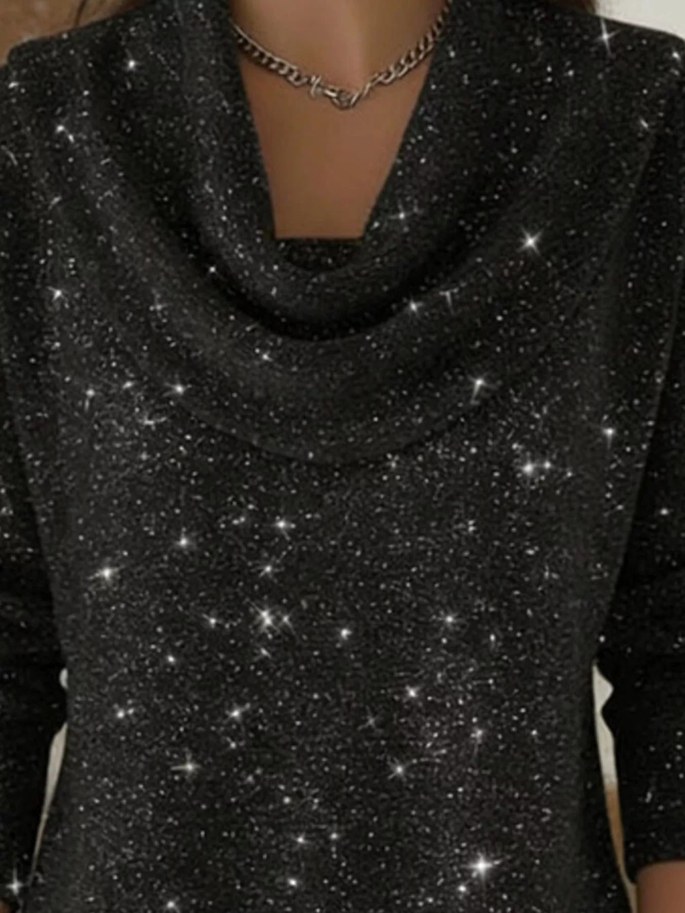Full Size Solid Color Cowl Neck Sweater Plus Size