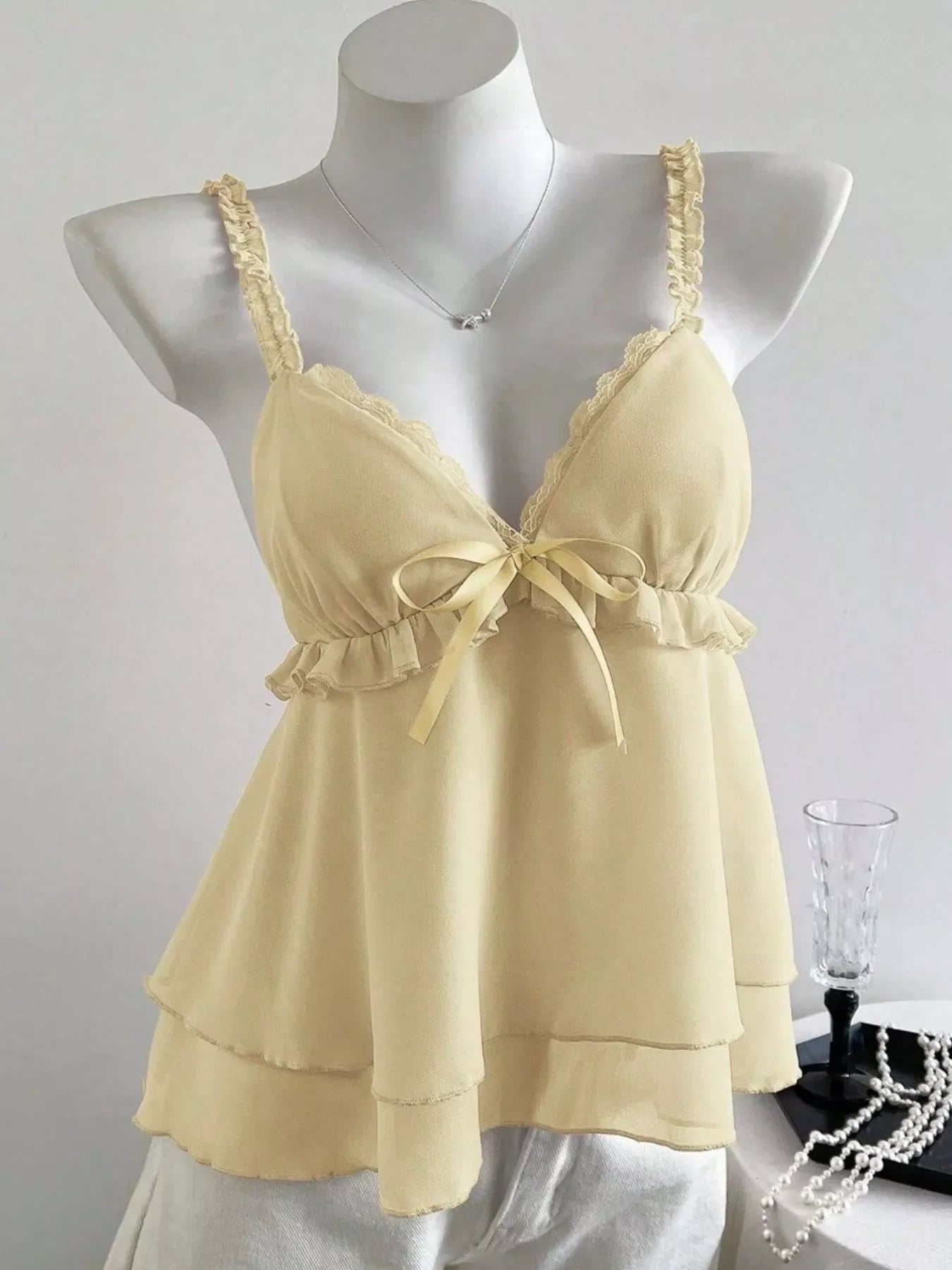 Lace Detail Layered Cami