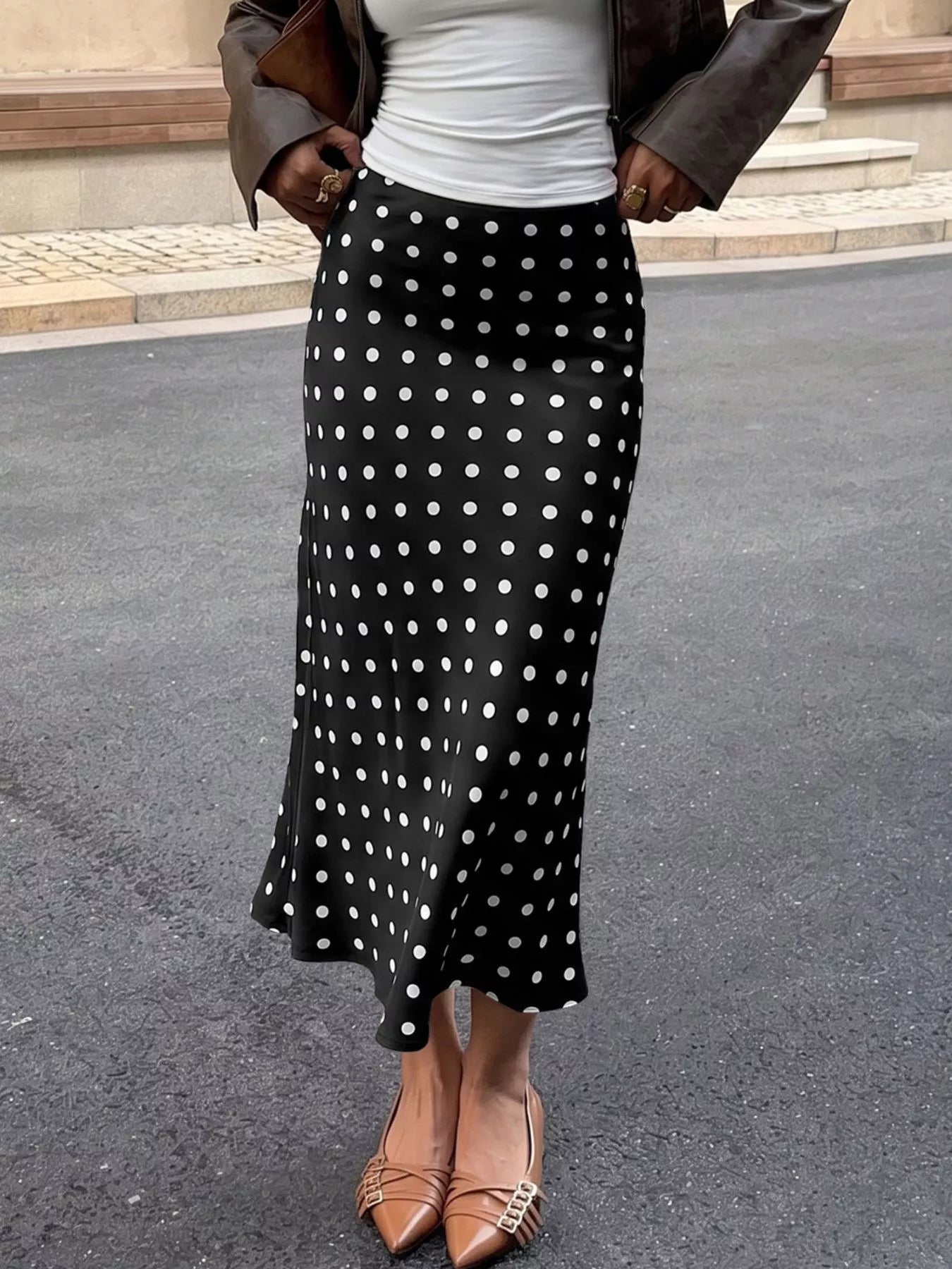 Polka Dot Midi Skirt