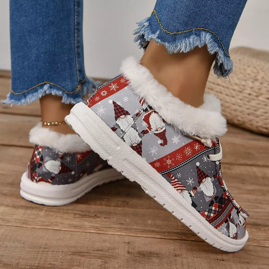 Christmas Print Round Toe Sneakers