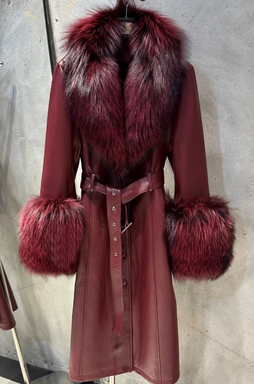 MARGOT FOX FUR LEATHER TRENCH COAT