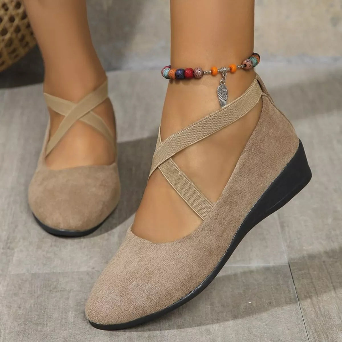 Round Toe Wedge Loafers