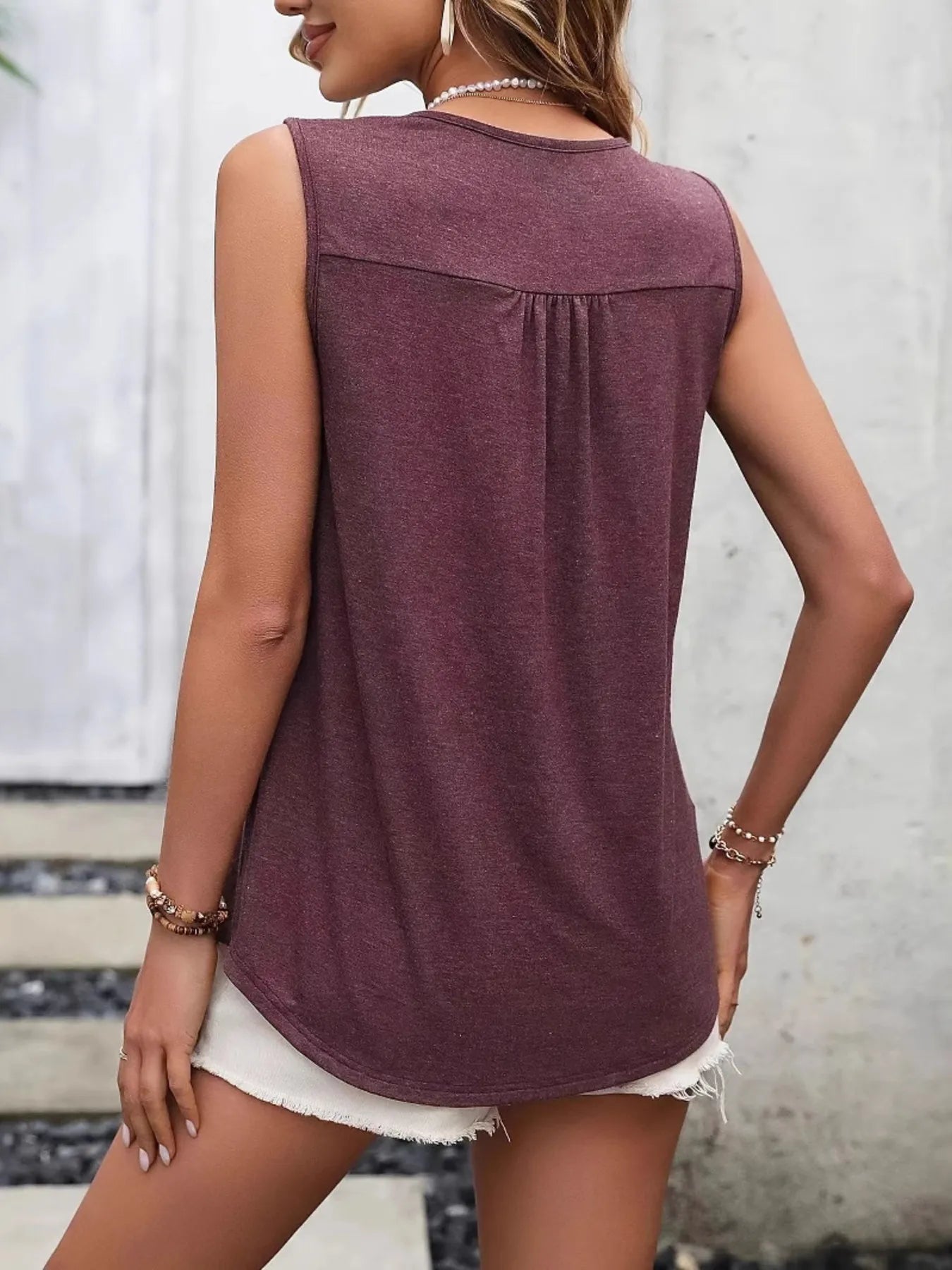 Lace Panel Scoop Neck Tank