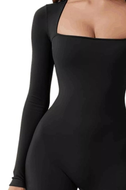 Versatile Square Neck Long Sleeve Jumpsuit – Chic Women’s One-Piece Outfit